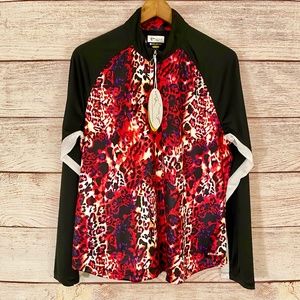 Greg Norman Collection Women's Black and Red Leopard Print Top